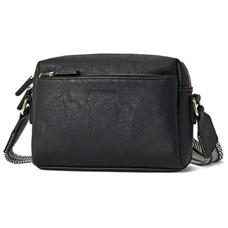 Luisa - Schultertasche mit dreifachem Reißverschluss und gestreiftem Riemen