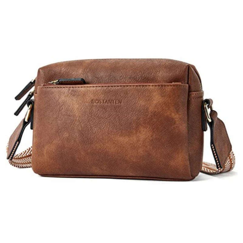 Luisa - Schultertasche mit dreifachem Reißverschluss und gestreiftem Riemen