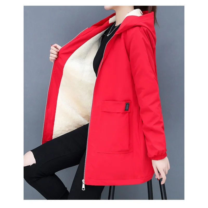 Vera Cozy Woll gepolsterte Jacke mit Kapuze