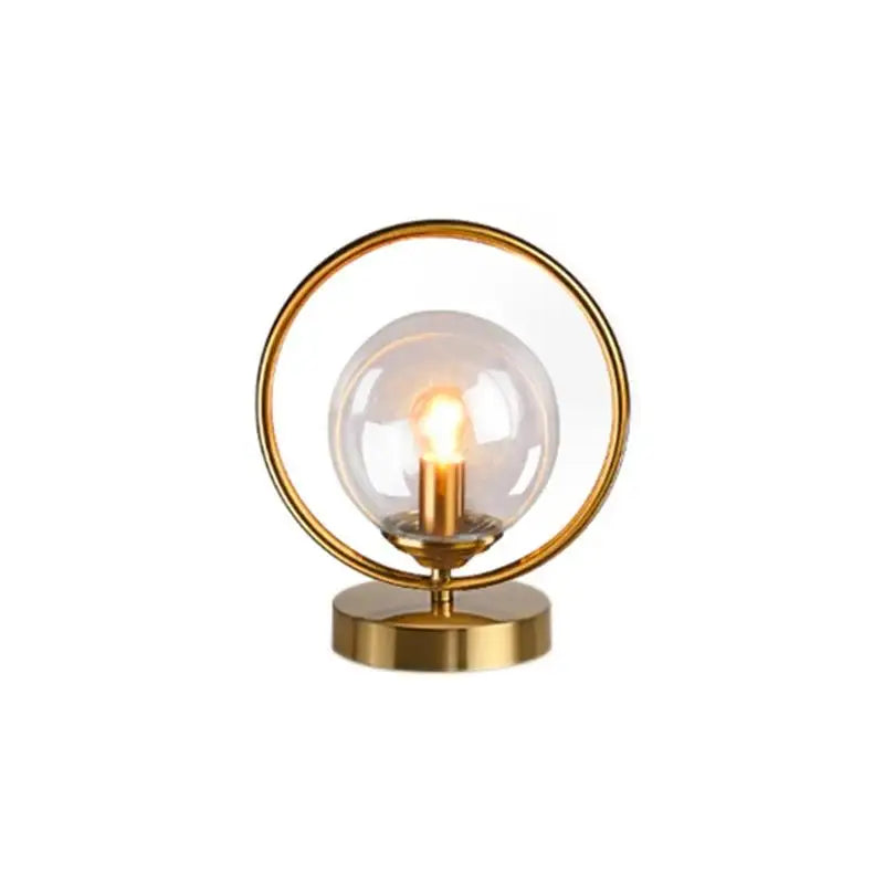 EleganceGlow Glasbordlampe – Stilvolles Design mit Messingdetails