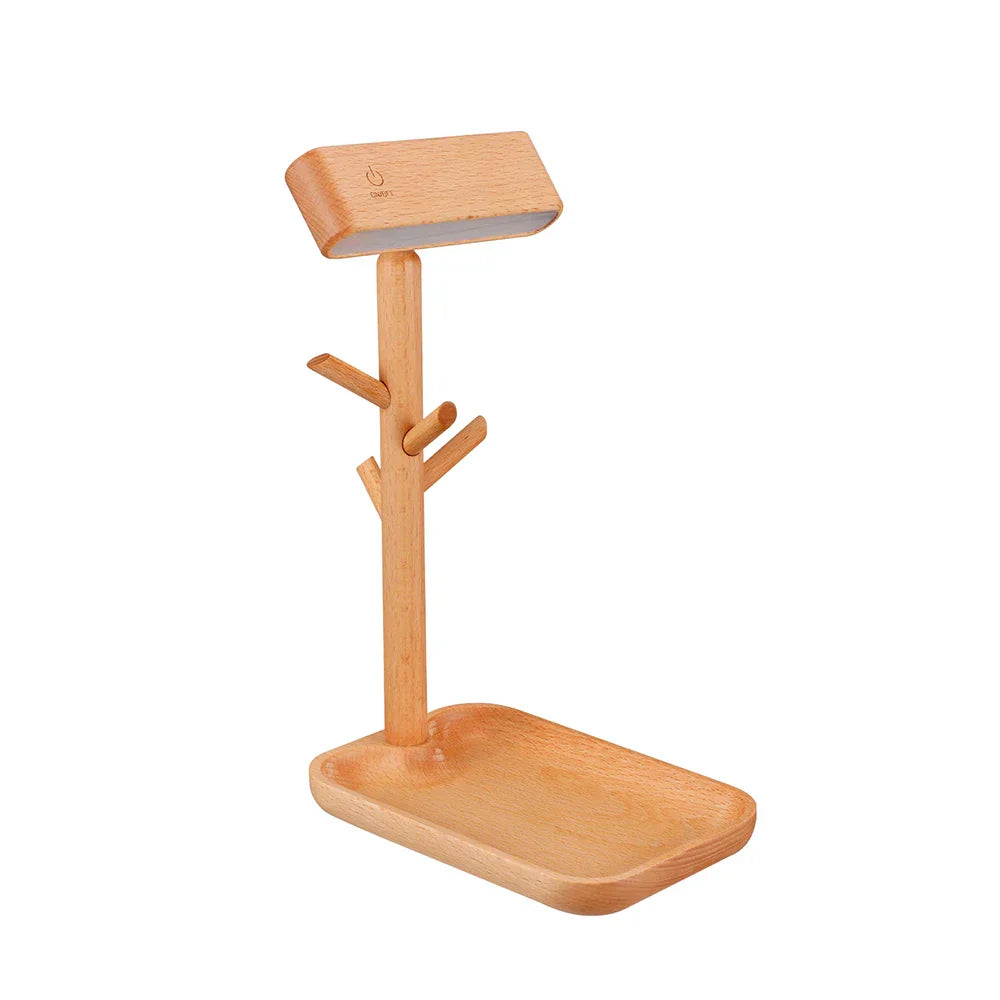 WoodGlow - Holzlampe mit Aufbewahrungs- und Ladestation