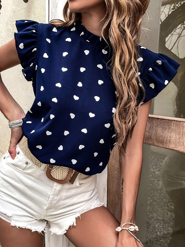 Mia Herz-Print Sommerbluse