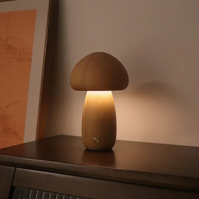 MystiGlow Holzschwamm Tischlampe