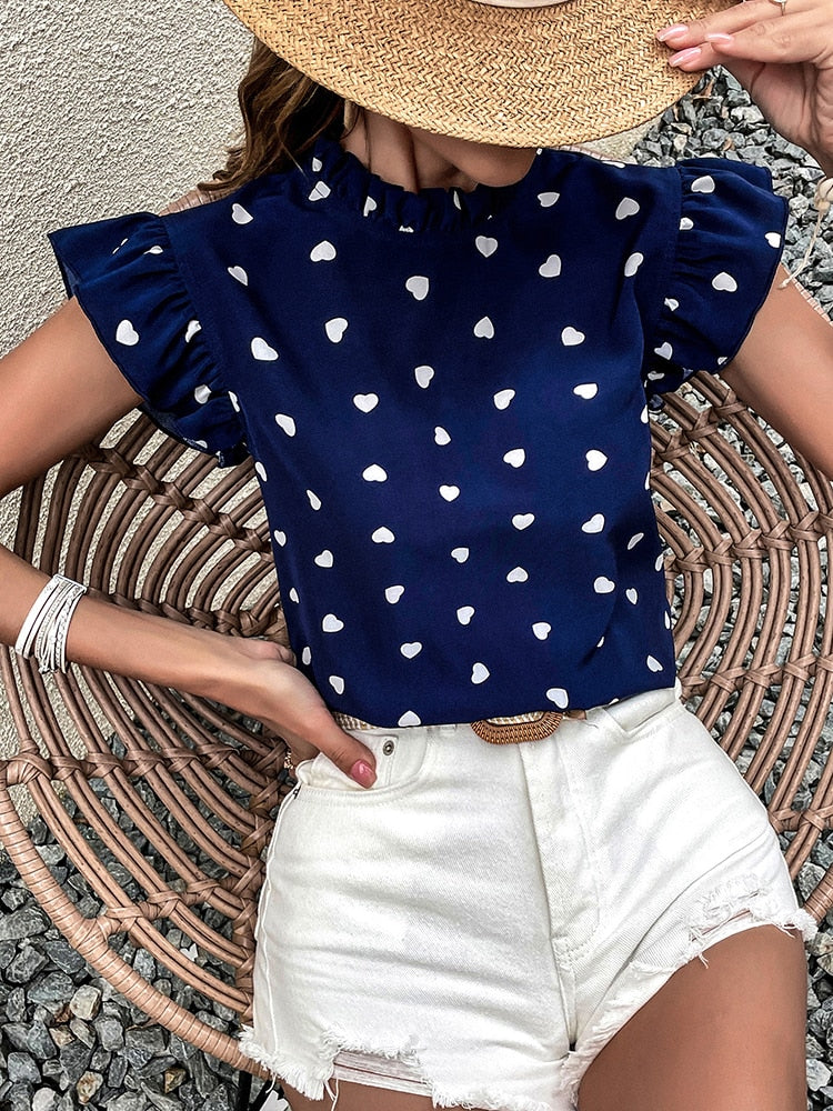 Mia Herz-Print Sommerbluse