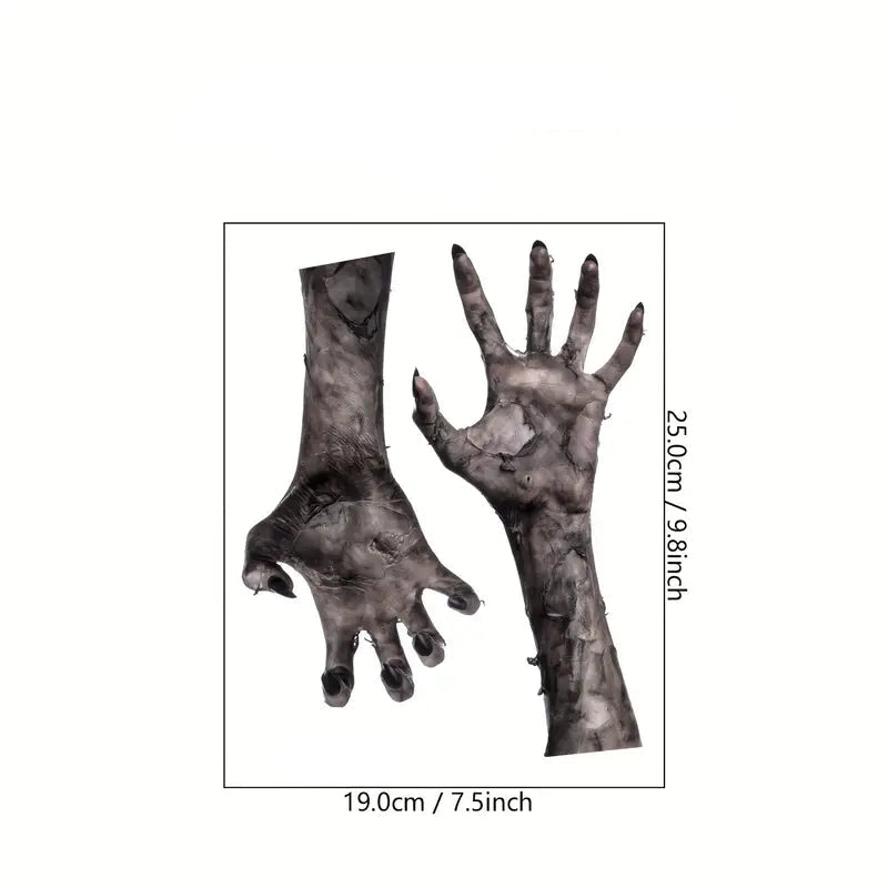 Gruselige Zombiehand-Wandaufkleber für Halloween – Fensterdekoration aus mattem PVC