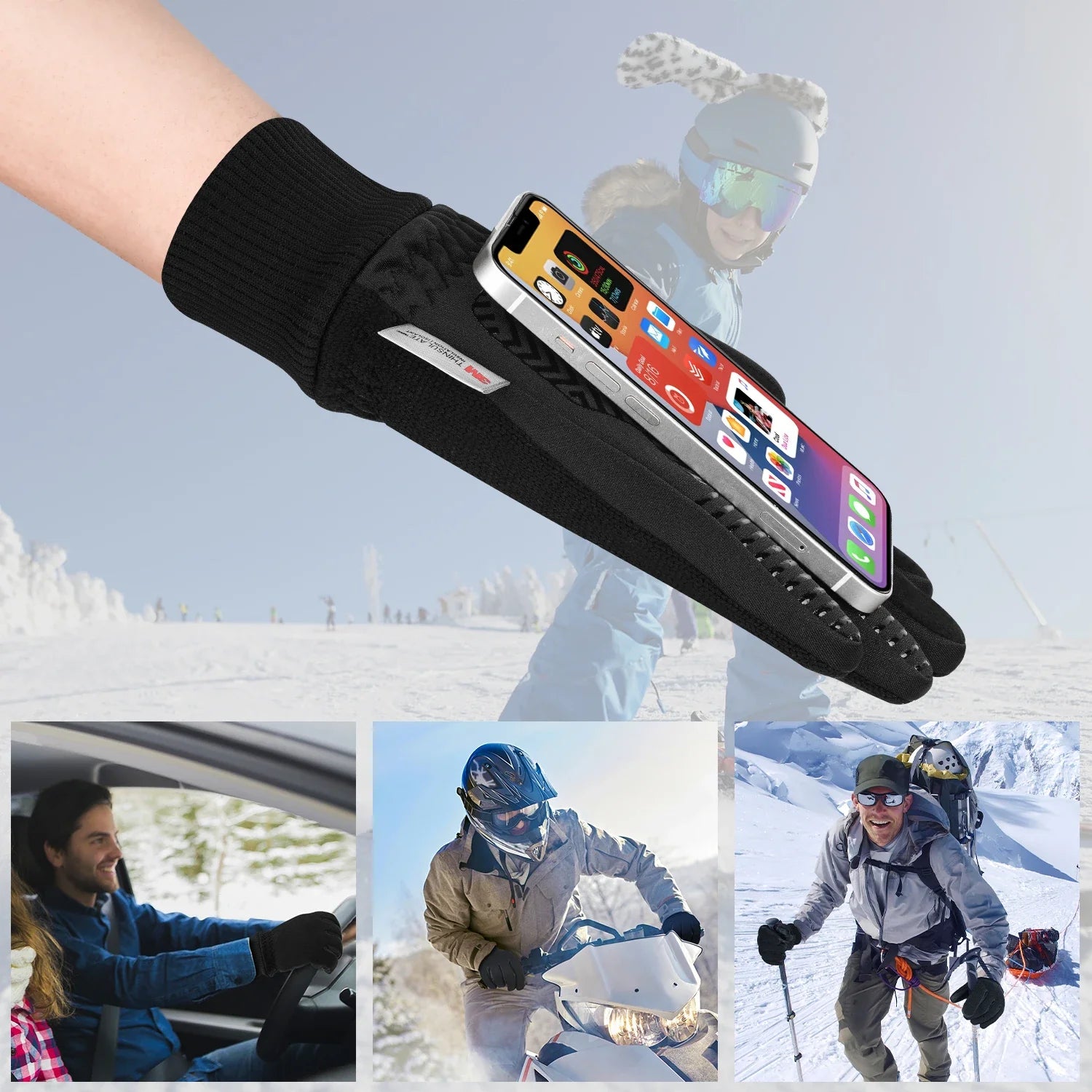 Winddichte 3M Thinsulate thermische Handschuhe mit ganzen Fingern