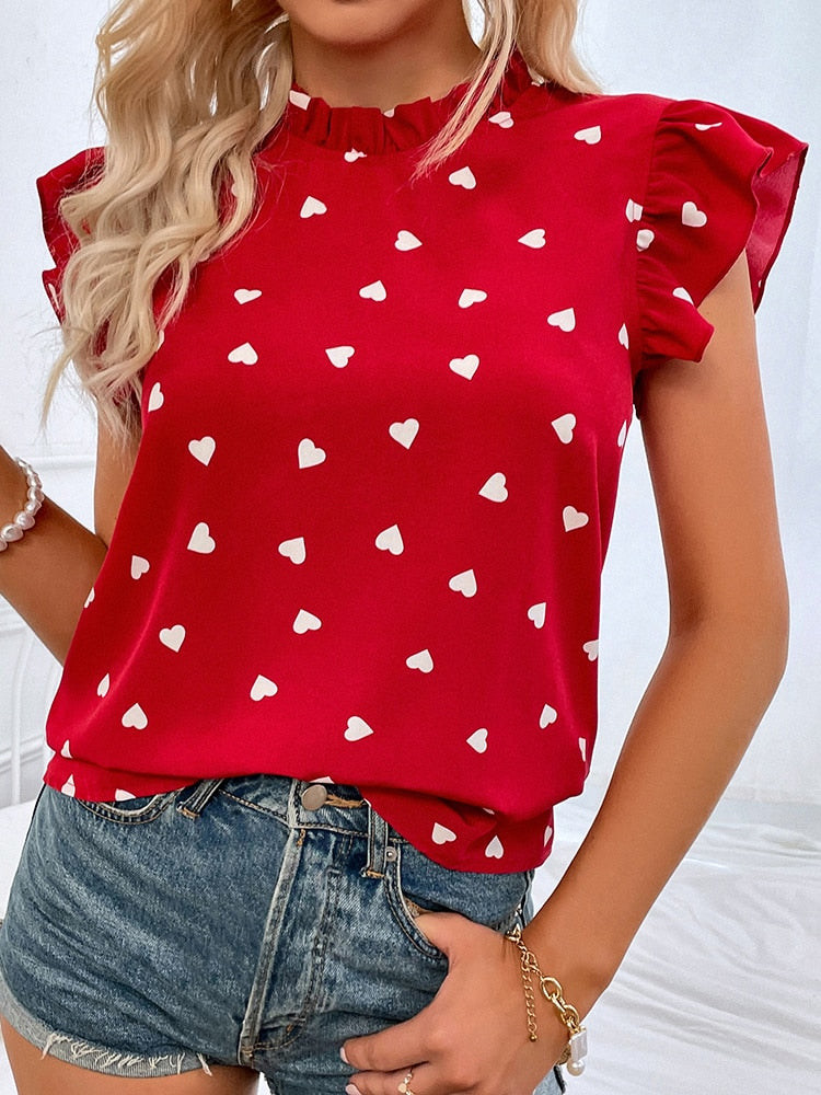 Mia Herz-Print Sommerbluse