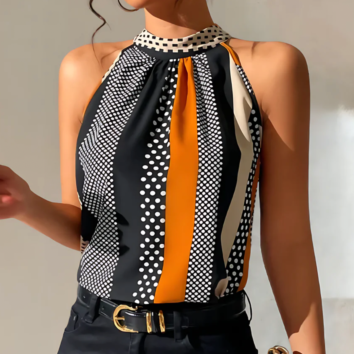 Safran Chic |Stylische Bluse mit kurzen Ärmeln