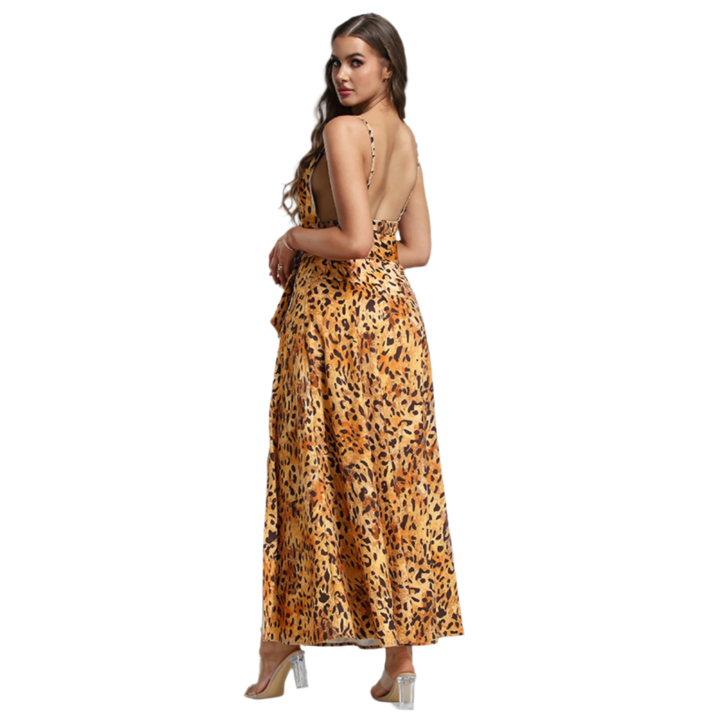 Emma - Geparddruck Sommerkleid mit hohem Schlitz