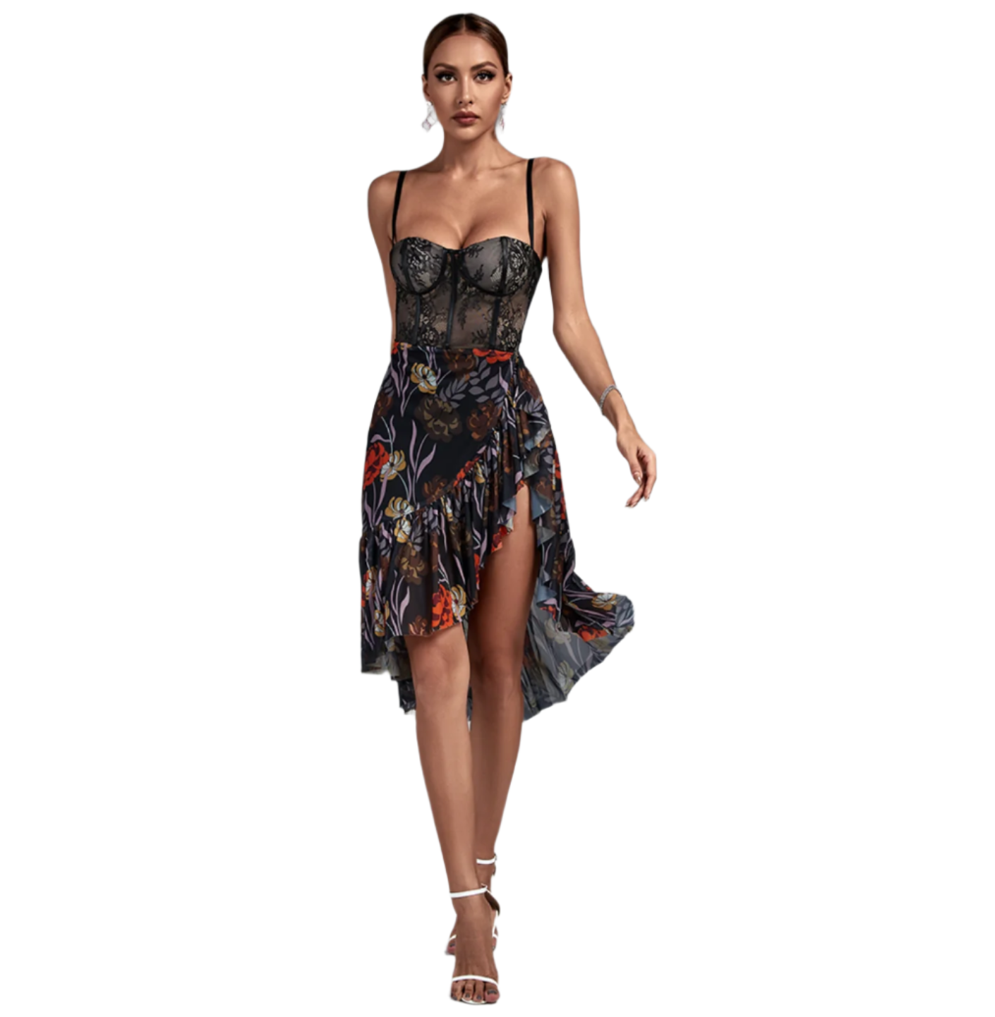 Misha - Blumenkleid mit Herz-Ausschnitt im Korsettstil