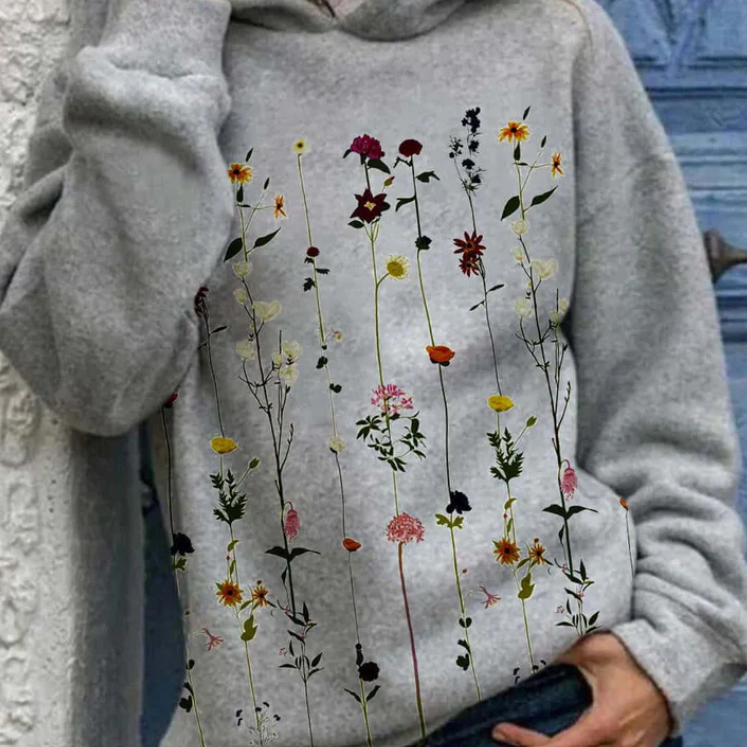 Leni Elegante Blumen-Detail Kapuzenjacke