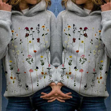 Leni Elegante Blumen-Detail Kapuzenjacke