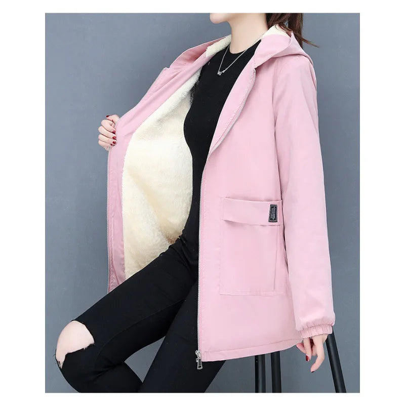 Vera Cozy Woll gepolsterte Jacke mit Kapuze