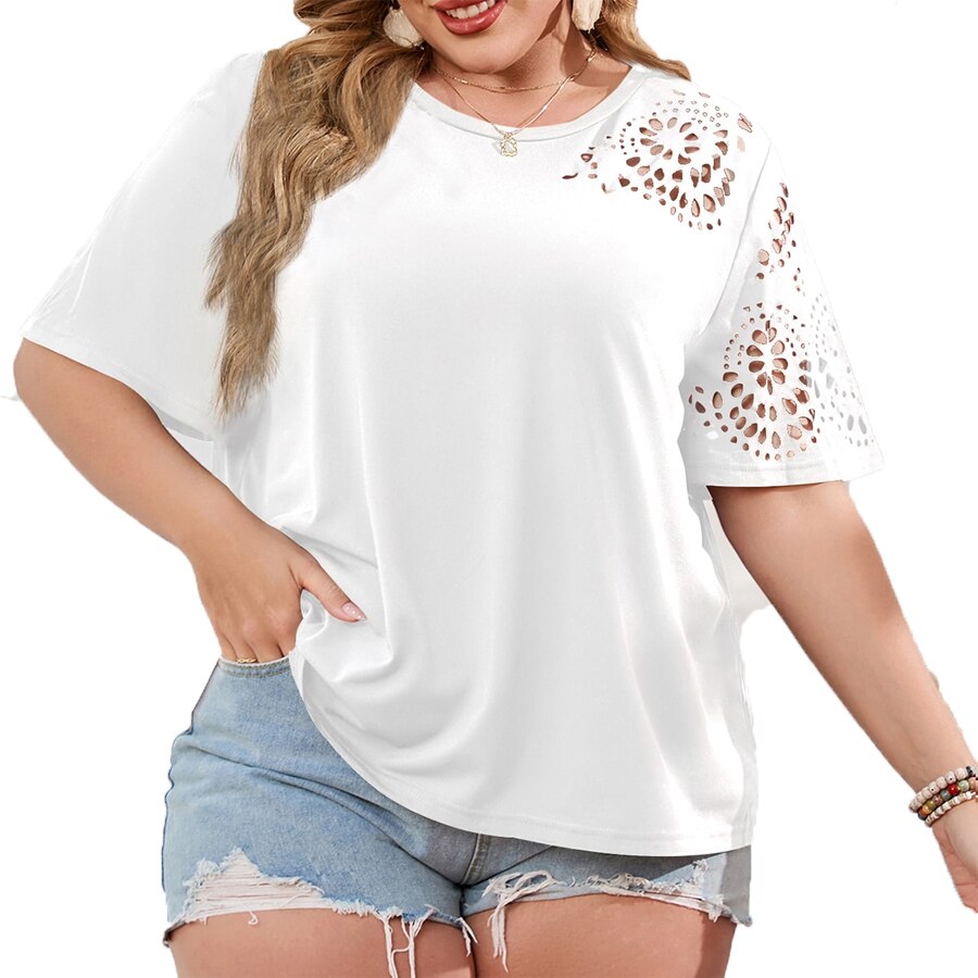 Kreatives Chiffon-T-Shirt mit Ausschnitten für Frauen