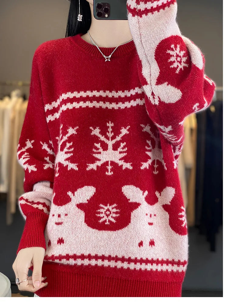 Dana - Frauen Weihnachts Strickwolle Pullover