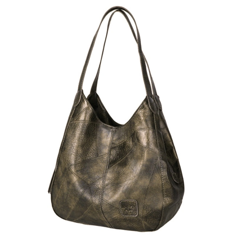 LuxeSlouch – Vegane Slouchy Schultertasche aus Leder