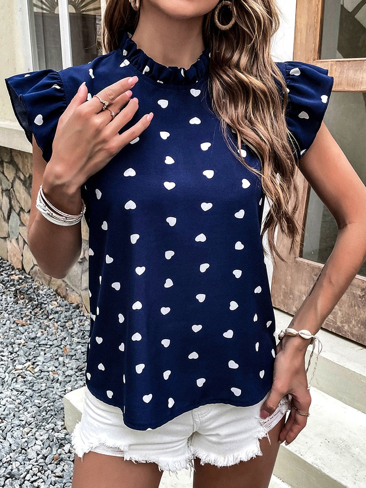 Mia Herz-Print Sommerbluse