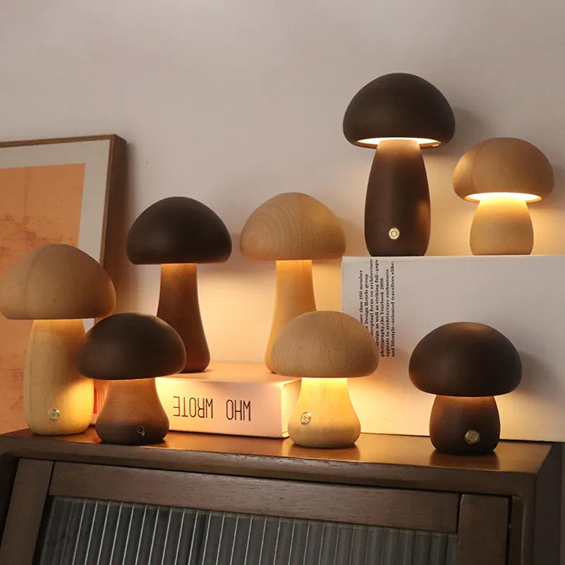 MystiGlow Holzschwamm Tischlampe
