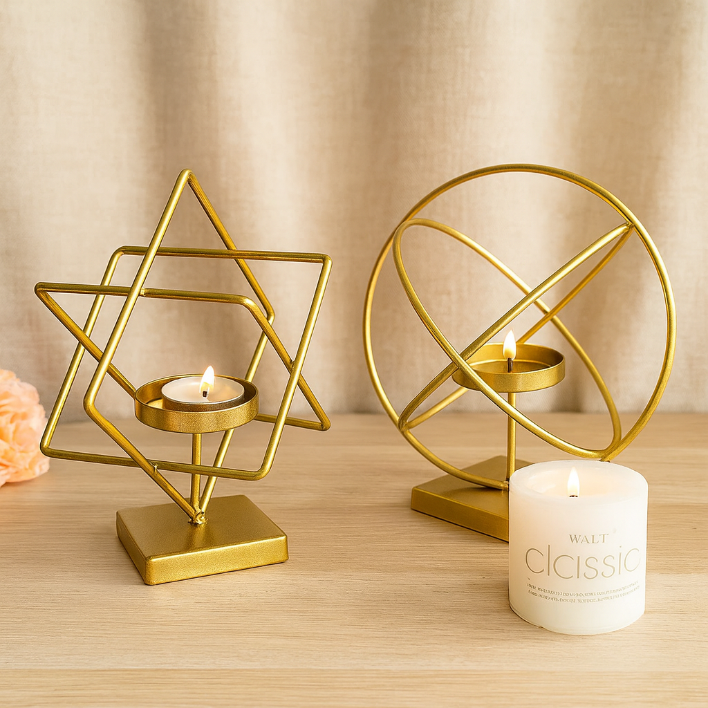 Seraphine | Goldfarbenes Kerzenhalter-Set aus Metall