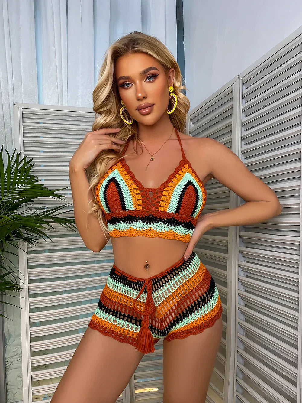 Hanni - Sommer gehäkeltes Top und Shorts Set