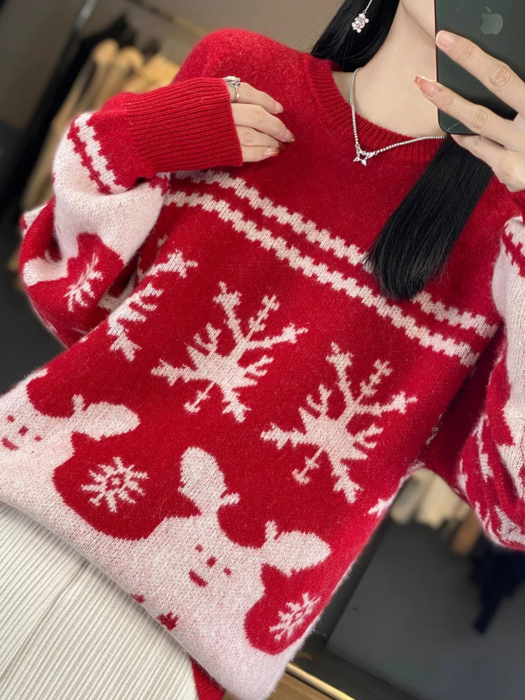 Dana - Frauen Weihnachts Strickwolle Pullover