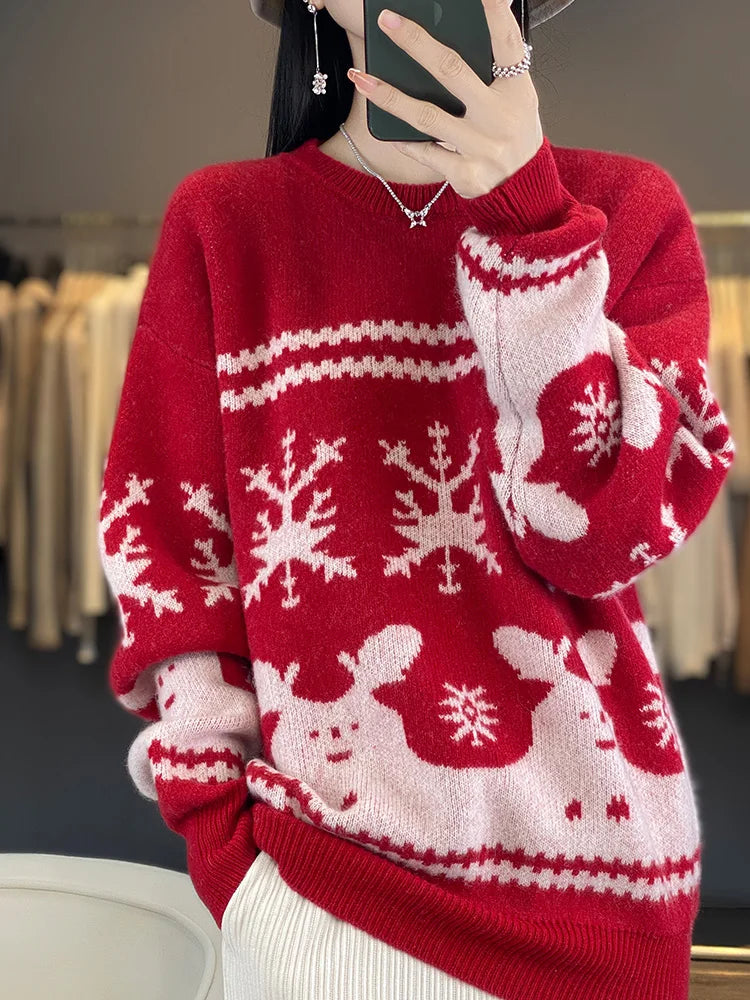 Dana - Frauen Weihnachts Strickwolle Pullover