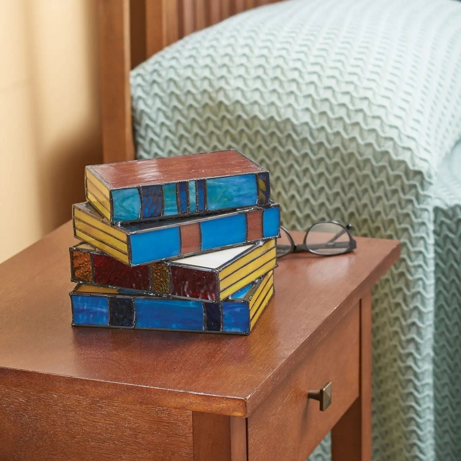 LumiTale Buch Nachtlampe mit Buntglas Mosaik Design