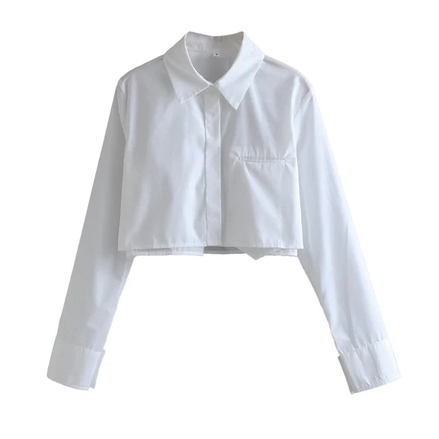 Haselnuss Vintage Langarm-Cropped-Shirt