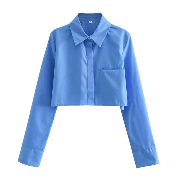 Haselnuss Vintage Langarm-Cropped-Shirt