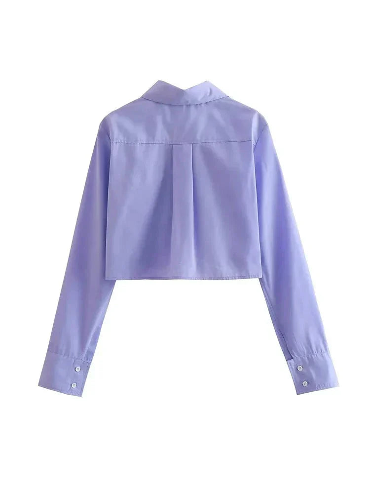 Haselnuss Vintage Langarm-Cropped-Shirt