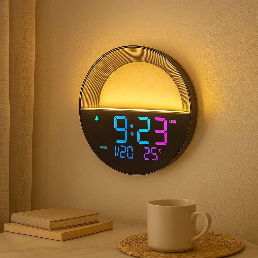 TimeLux | Große digitale LED-Wanduhr mit Datum und Temperatur