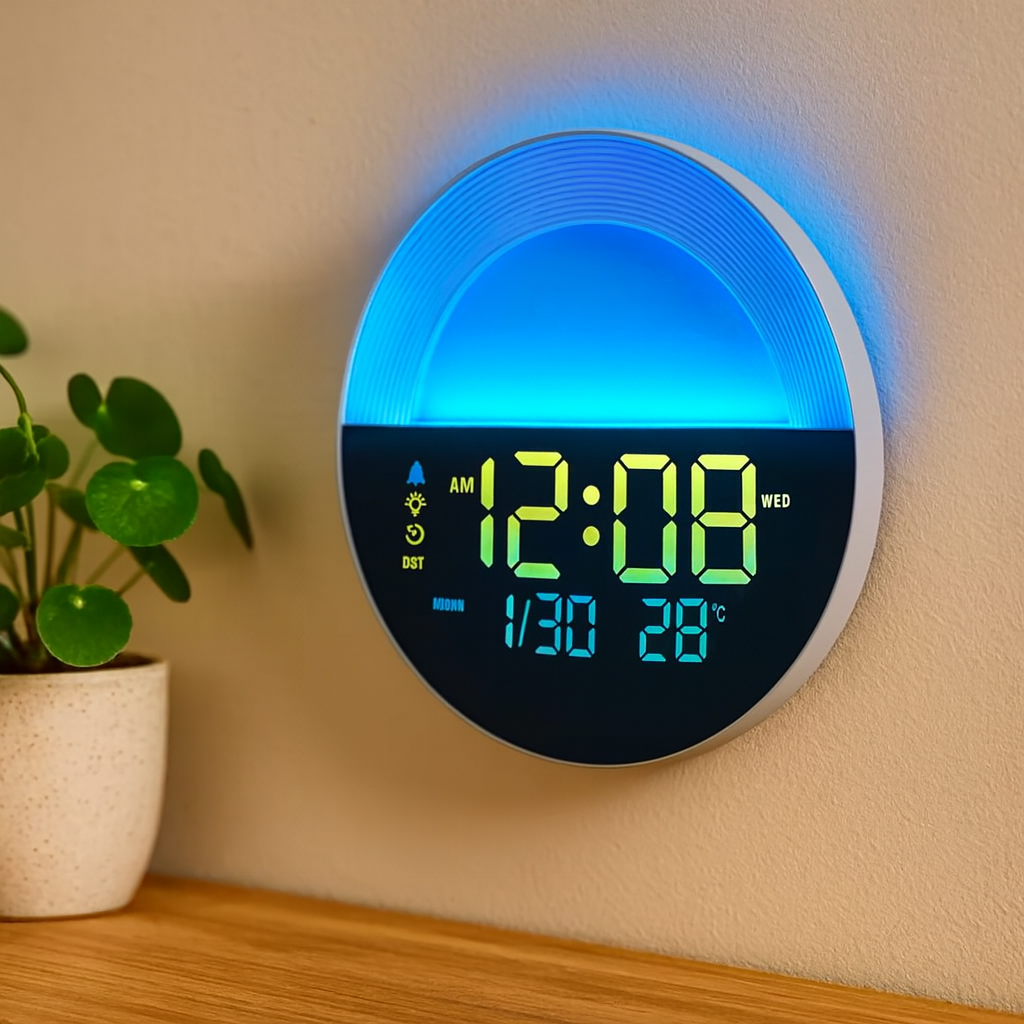 TimeLux | Große digitale LED-Wanduhr mit Datum und Temperatur