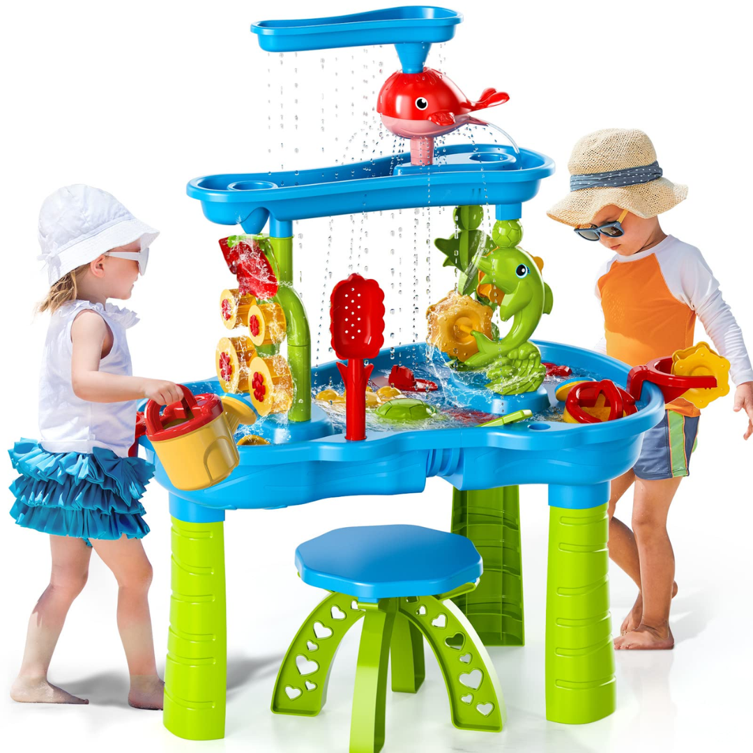 AquaAdventure - Sansevandsbord mit Wasserfall für Outdoor-Spiel