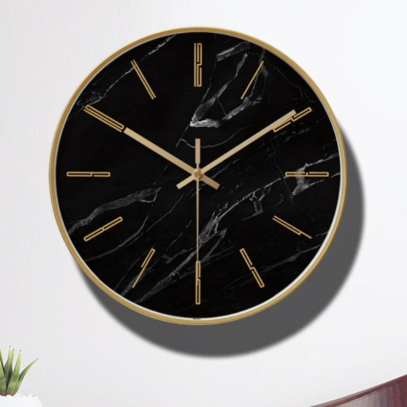 Zeitlose Eleganz – Schwarze Marmor Wanduhr