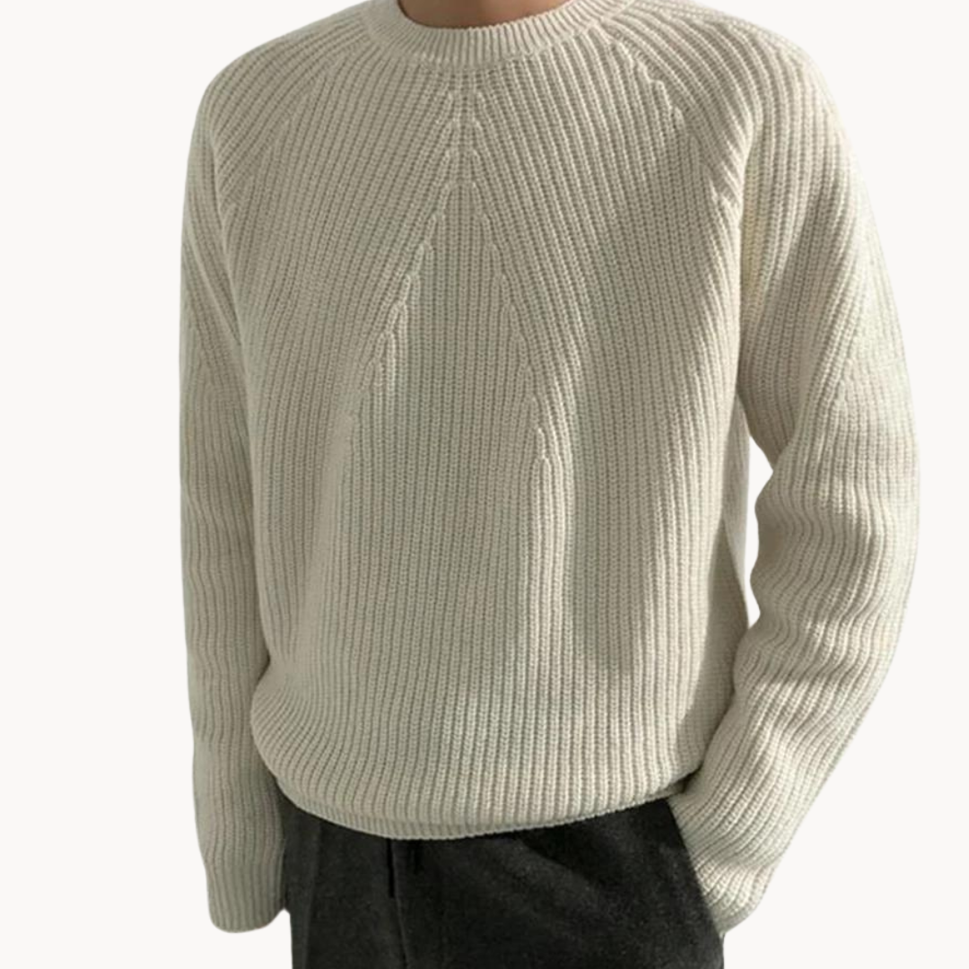 Arne - Warmer ribbel-Pullover mit rundem Hals