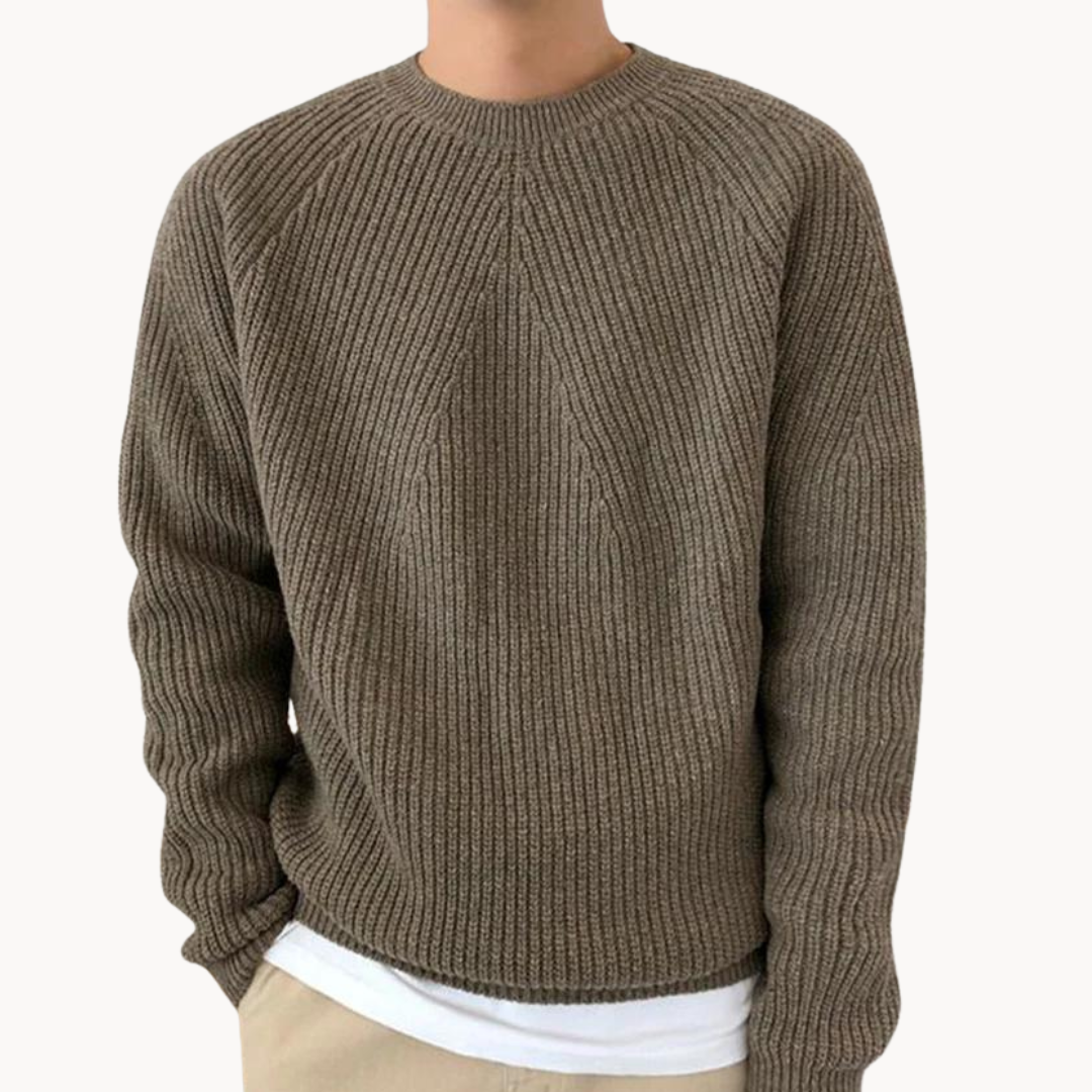 Arne - Warmer ribbel-Pullover mit rundem Hals