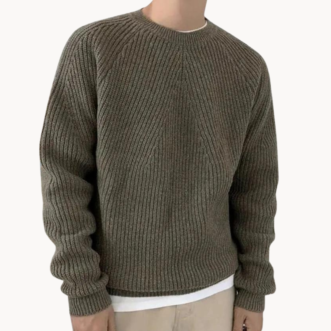 Arne - Warmer ribbel-Pullover mit rundem Hals