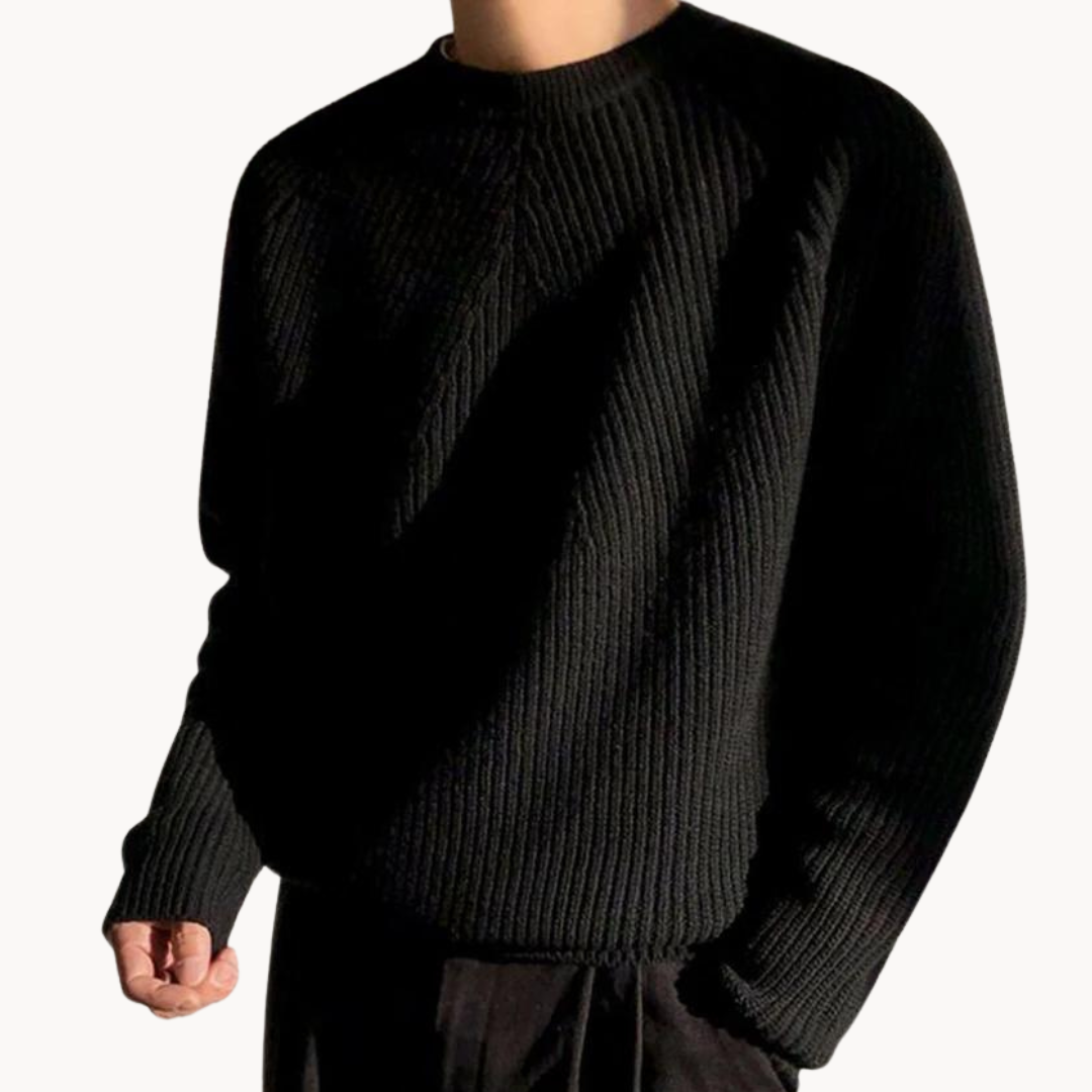 Arne - Warmer ribbel-Pullover mit rundem Hals