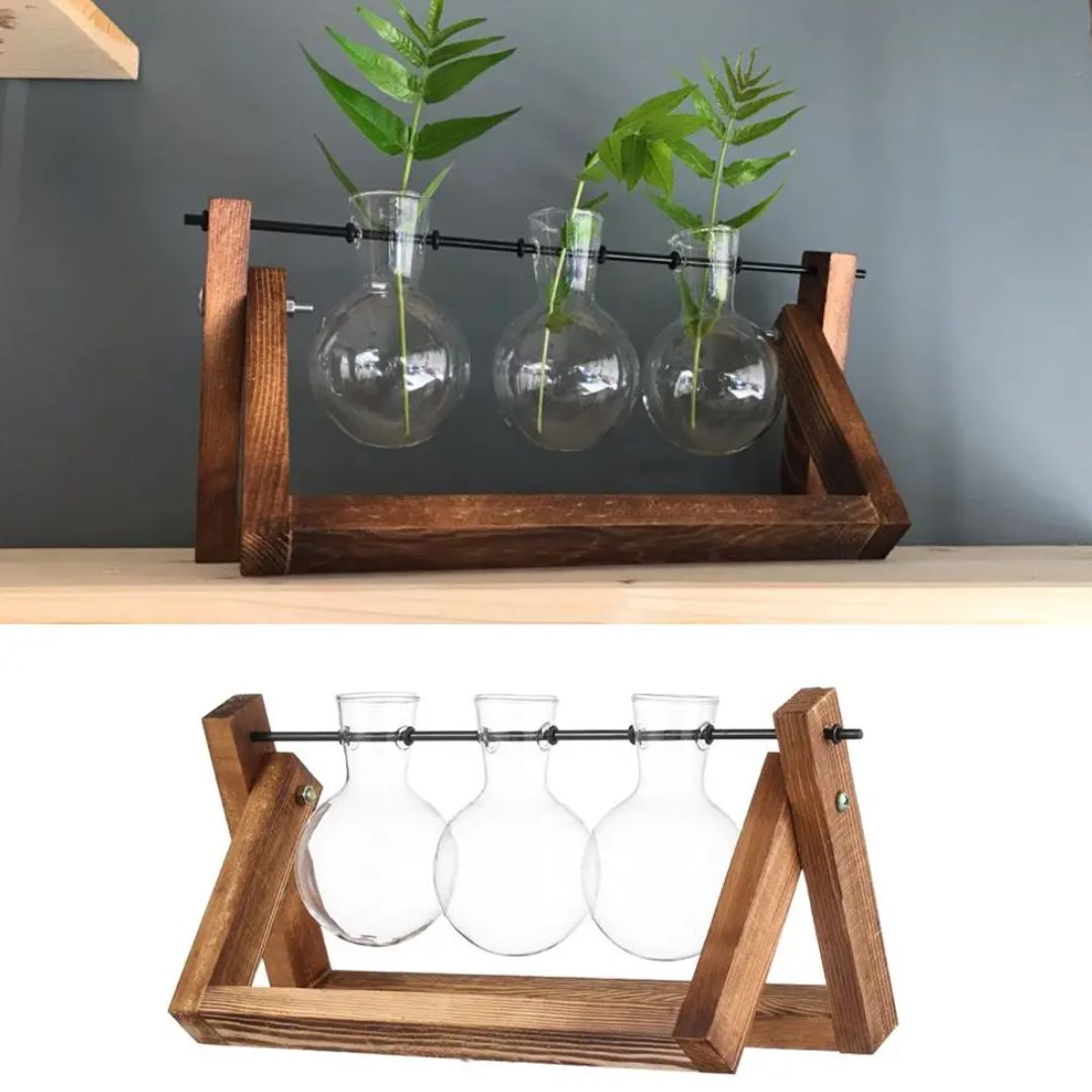 HydroGrow - Stylischer hydroponischer Pflanzer mit Holztablett