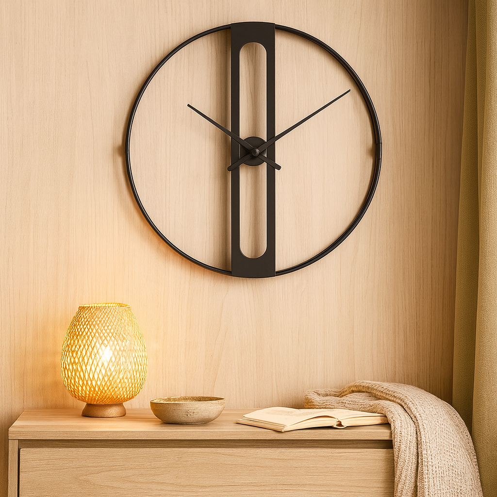 Valen | Moderne Wanduhr in Schwarz & Gold