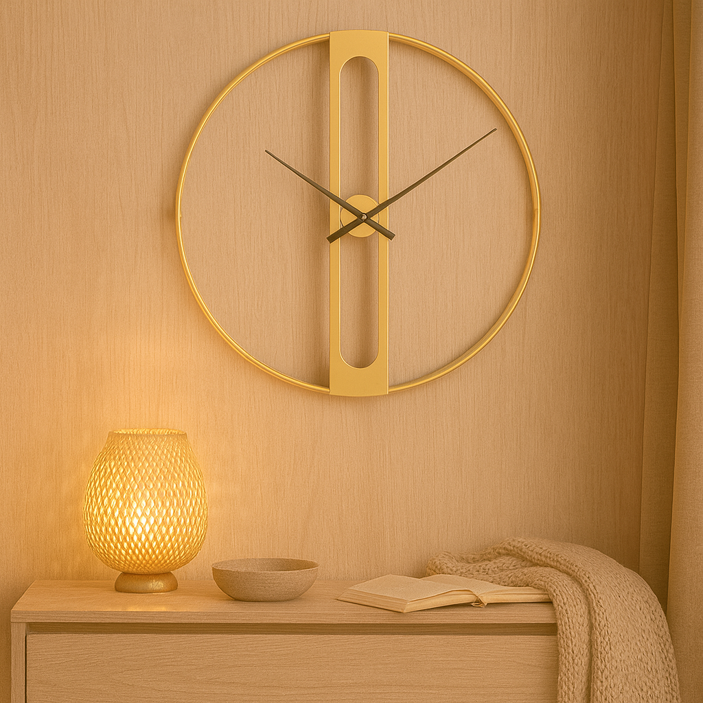 Valen | Moderne Wanduhr in Schwarz & Gold