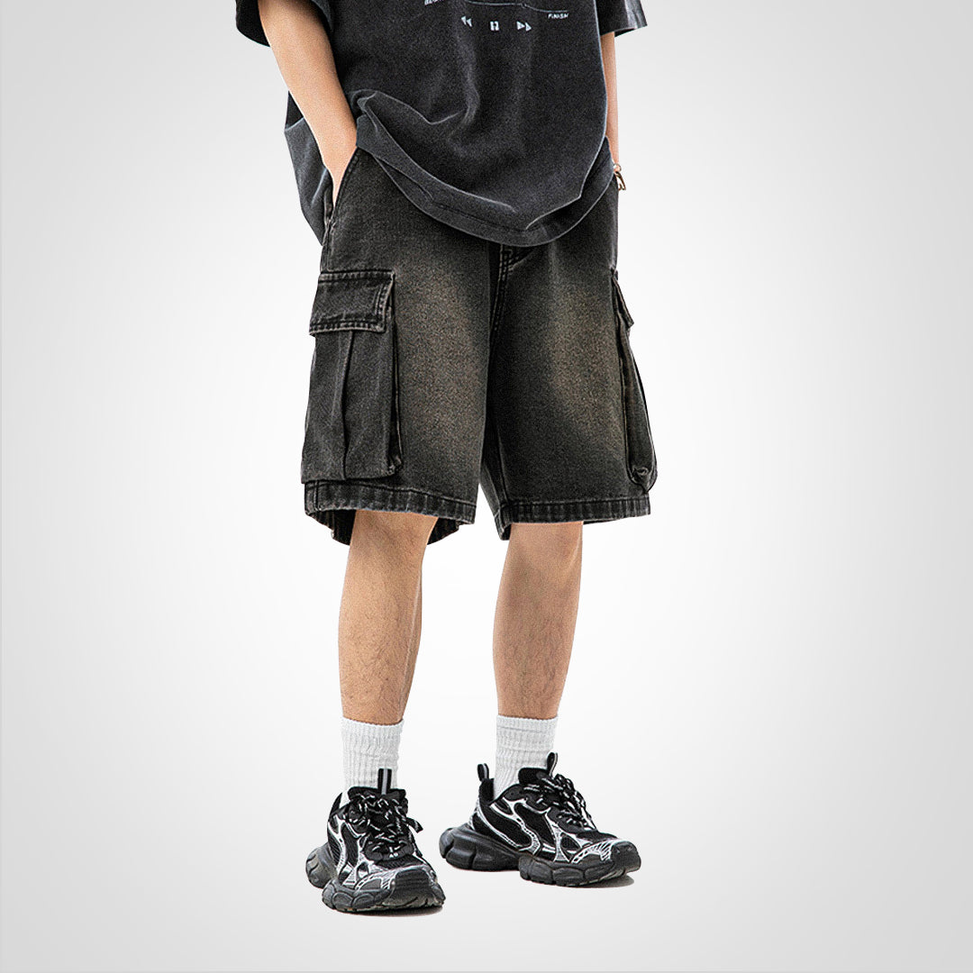 VintageVibe | Sommer Denim Cargo Shorts mit großer Tasche