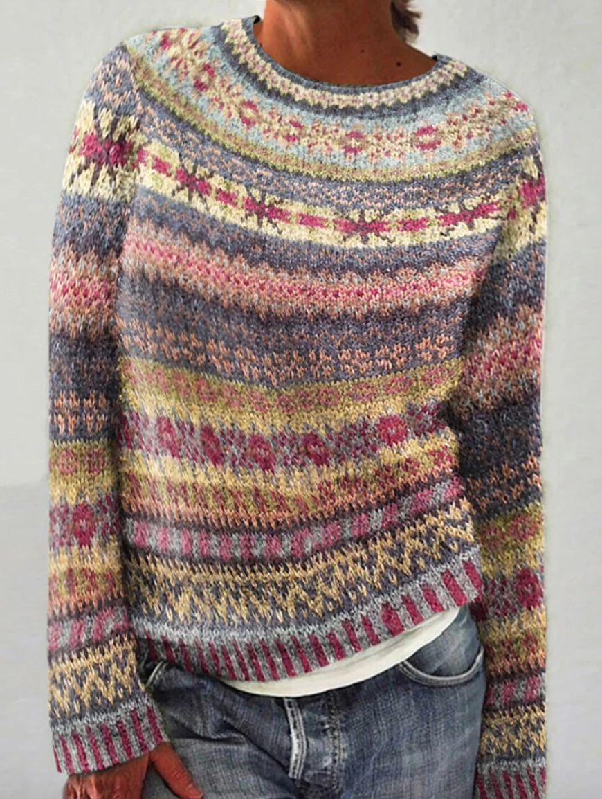 VivaBella Elegant Print Multicolor Sweater