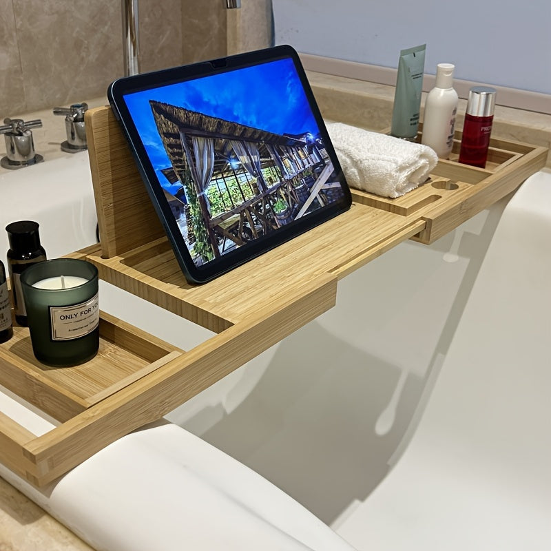BambooRelax Erweiterbares Badewannenregal – Luxuriöses Spa-Erlebnis für Zuhause