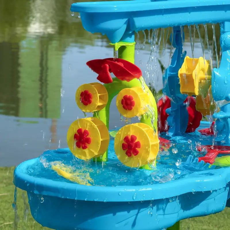 AquaAdventure - Sansevandsbord mit Wasserfall für Outdoor-Spiel
