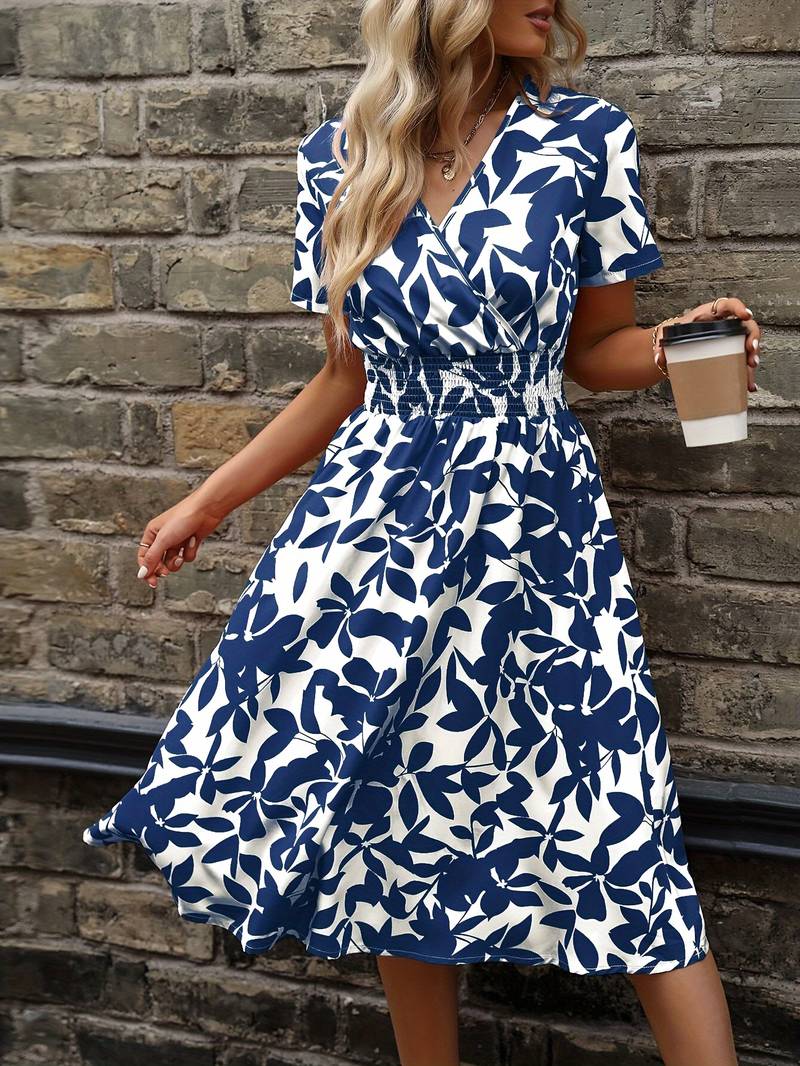 Ivy – Kurzärmliges Wickelkleid mit Blumenmuster