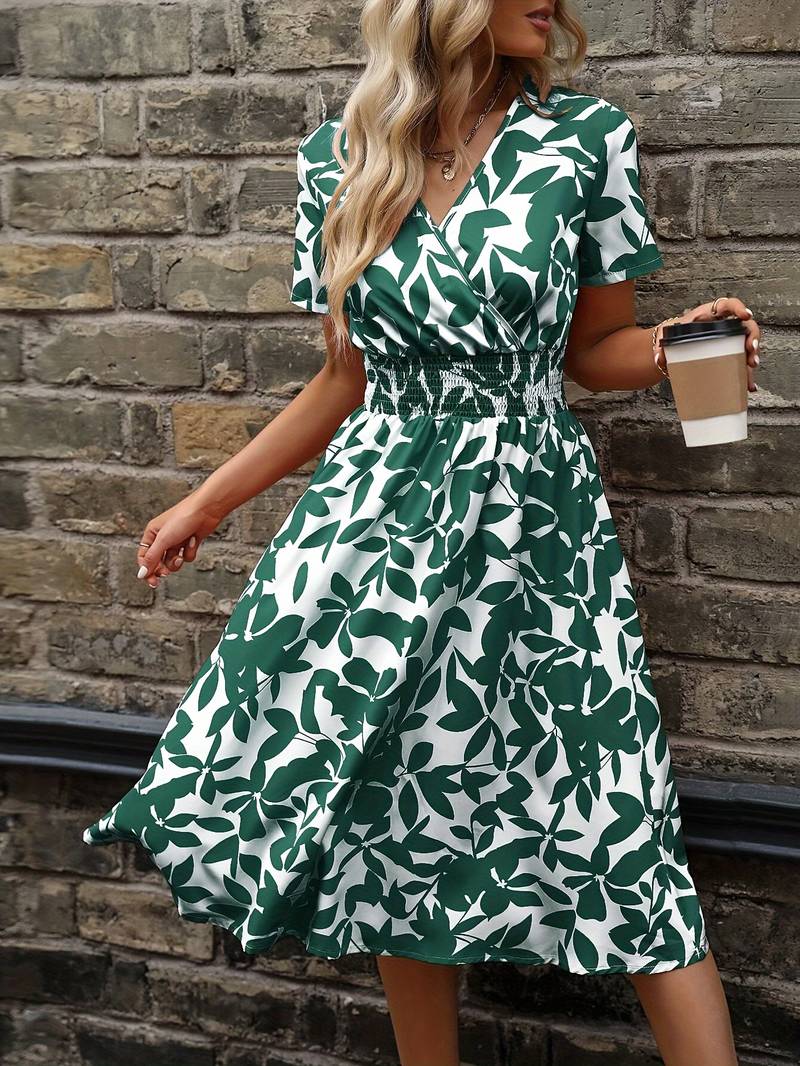 Ivy – Kurzärmliges Wickelkleid mit Blumenmuster