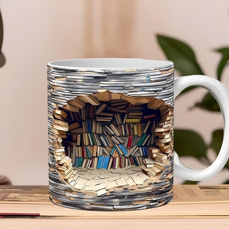 Bibliophilen-Tassen - 3D-Becher mit Bücherregal