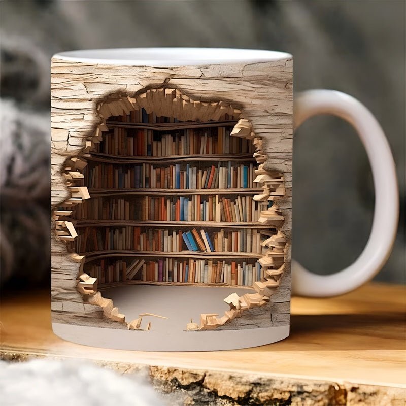 Bibliophilen-Tassen - 3D-Becher mit Bücherregal