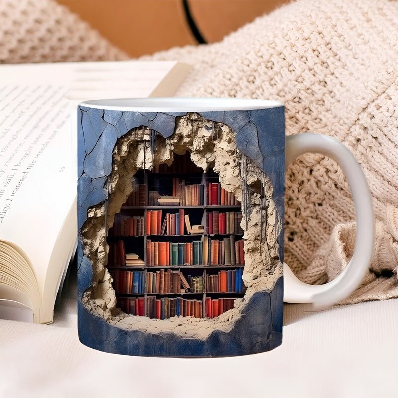 Bibliophilen-Tassen - 3D-Becher mit Bücherregal